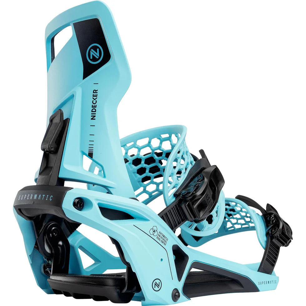 Nidecker - Snowboard Bindings, Supermatic. Escape Cyan. 2025 – The