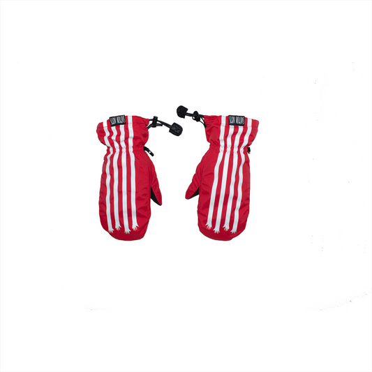 Salmon Arms - Mittens, Stripes-Red, Classic.