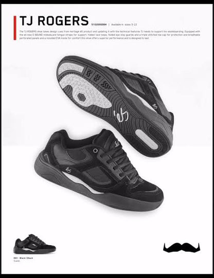 Es shoes - TJ ROGERS X MOVEMBER,BLACK/BLACK (pre book)