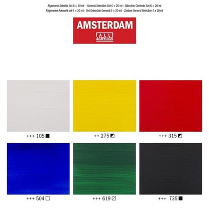 Amsterdam - Acrylic Paint, General Selection Set. 6 x 20 ml