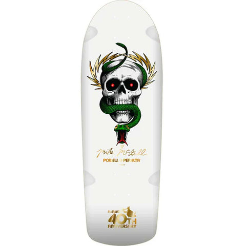 Powell Peralta - Deck, OG Mike McGill Skull & Snake 40th Anniversary Reissue. White W/Gold Foil