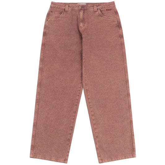 Dime - Pants, Relaxed Denim. Stone Burgandy.