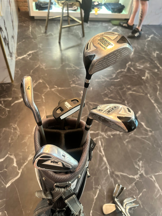 USED TPX PowerBilt Kids Golf Set 5pcs(#7,W,5H,Driver,Mallet Putter) w/Bag