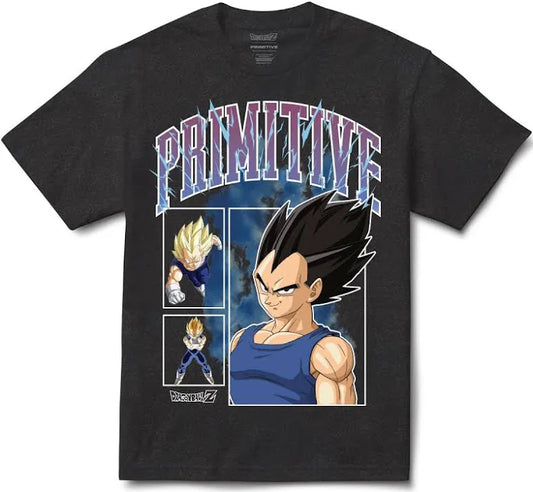 Primitive - T Shirt, Primitive x Dragonball Z Vegeta Levels II HW. Black