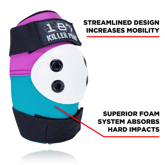 187 Killer Pads - Elbow Pads, Pink/Teal