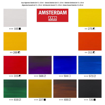 Amsterdam - Acrylic Paint, General Selection Set. 12 x 20 ml