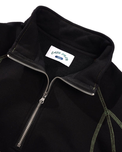 Cash Only - Stencil Quarter Zip, Black