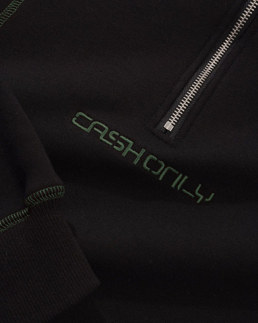 Cash Only - Stencil Quarter Zip, Black