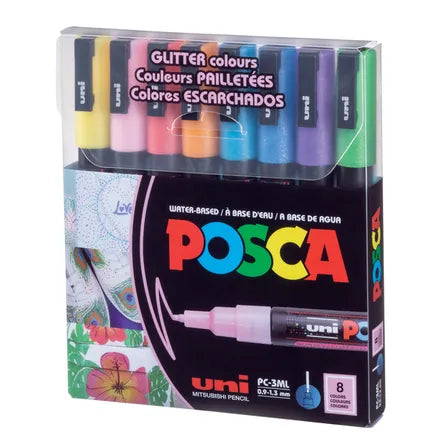 Posca - Water Based Paint Marker, PC-3ML 8/pk. Glitter.