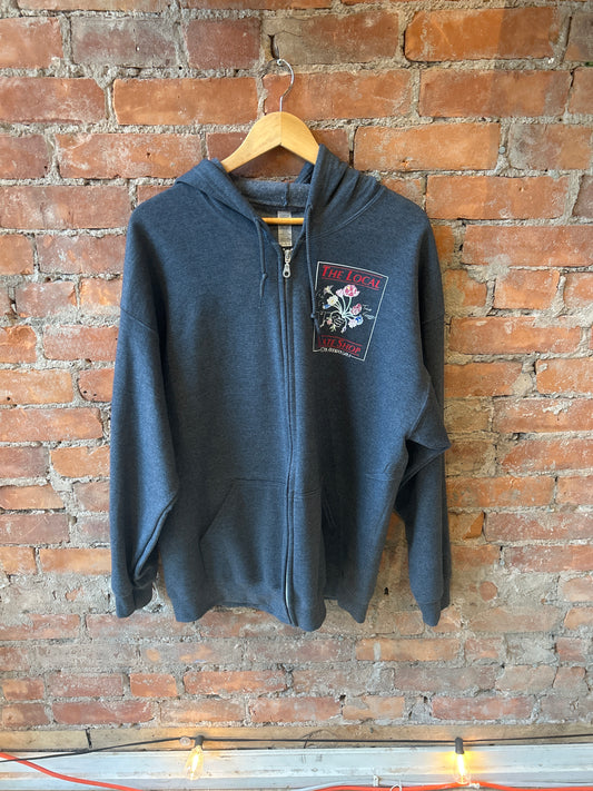The Local- Zip Hoodie, Give em there flowers, Grey