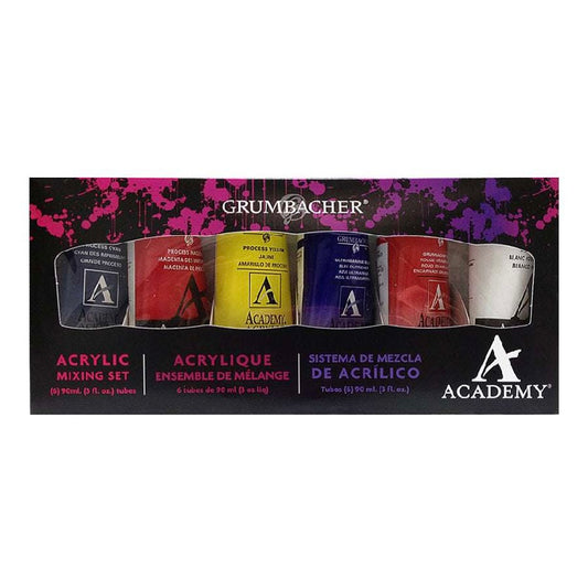 Grumbacher - Acrylic Paint,  Academy Colour Mixing Set of 6