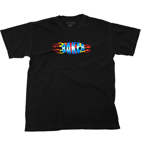 Baker - T Shirt, Flames Black.