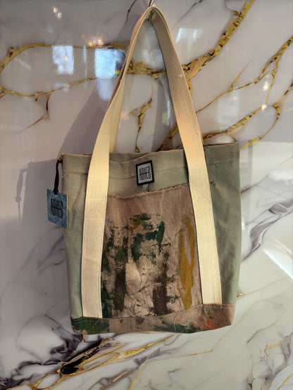 ASHES , Upcycled Canvas & Painted Drop Cloth Tote Bag