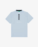 Malbon - PERFORMANCE ZIP RAGLAN POLO, SUBDUED BLUE