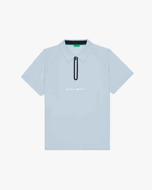 Malbon - PERFORMANCE ZIP RAGLAN POLO, SUBDUED BLUE