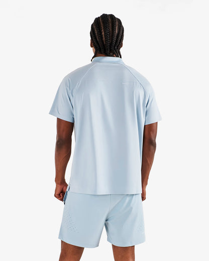 Malbon - PERFORMANCE ZIP RAGLAN POLO, SUBDUED BLUE