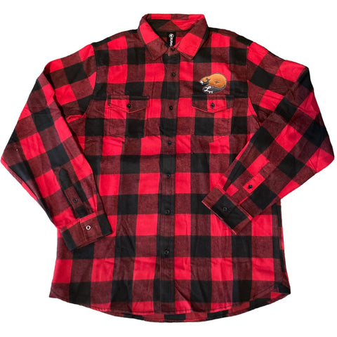 The Local - Flannel, Beaver Graphic. Red/Black