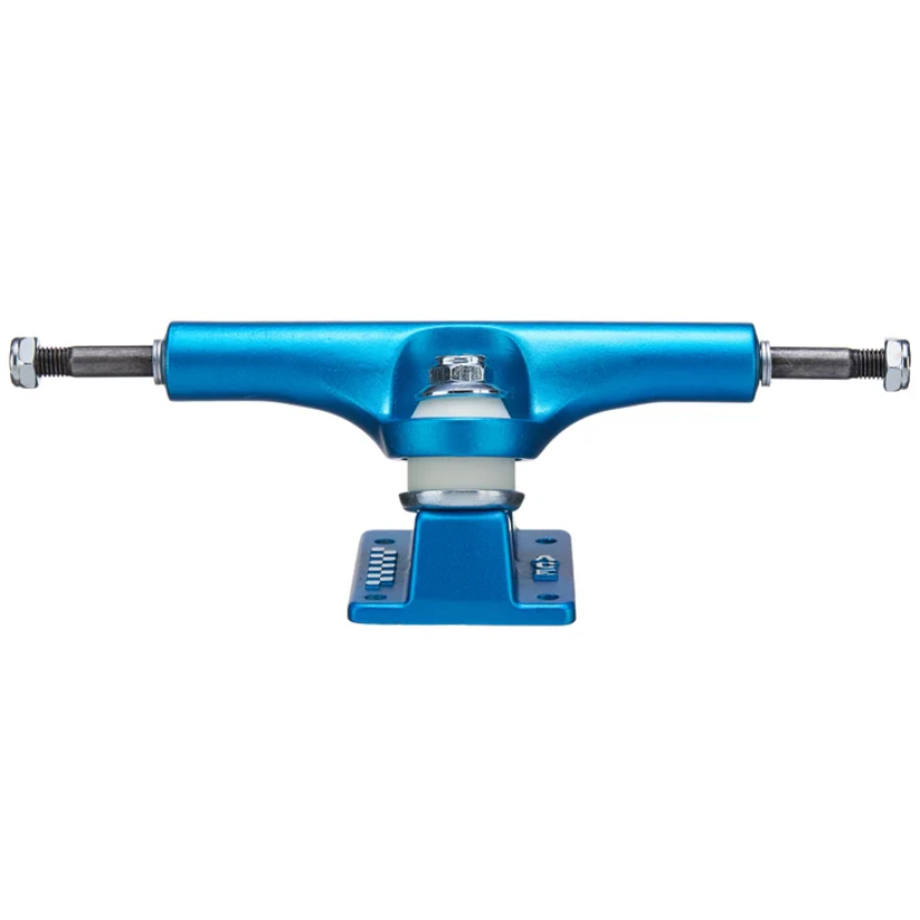 Blue skateboard truck on a white background