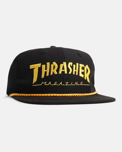 Thrasher Rope Snapback Hat - Black Yellow