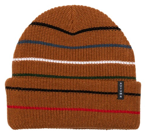 Autumn - Beanie, Multi Stripe. Work Brown