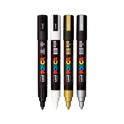 Posca - Water Based Paint Markers, PC-5M Fine Set/4 Colours