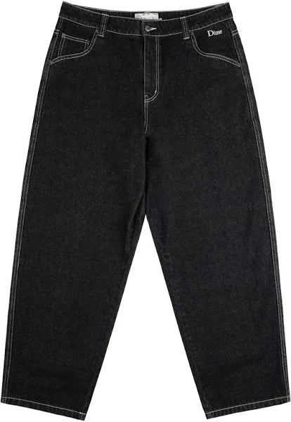 Dime Classic Relaxed Denim Pants, black/contrast stitch