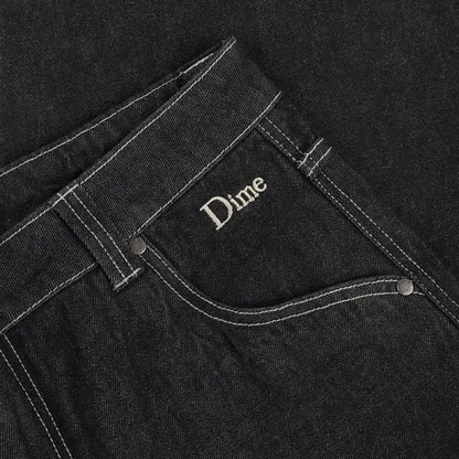 Dime Classic Relaxed Denim Pants, black/contrast stitch