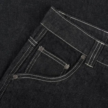 Dime Classic Relaxed Denim Pants, black/contrast stitch