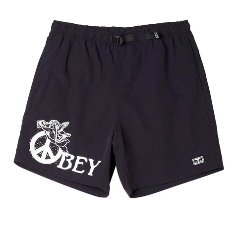 Obey - Shorts, Easy Peace Angel. Black
