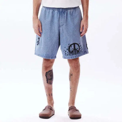 Obey - Shorts, Easy Denim, Noise. Light Indigo