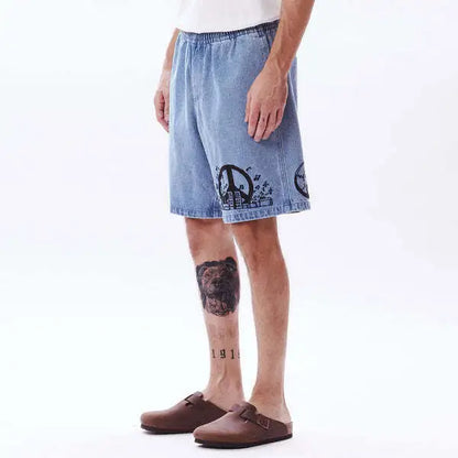 Obey - Shorts, Easy Denim, Noise. Light Indigo