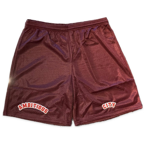 The Local - Shorts, Chenille Ambitious City. Maroon