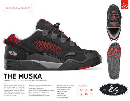 SIZE 7 & 8 - ÉS - Shoes, The Muska. Black/Red