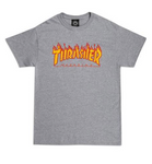Thrasher - T Shirt, Flame Logo. Heather Grey.