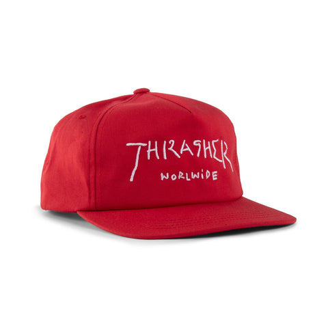 Thrasher - Hat, Worldwide Snapback. Red